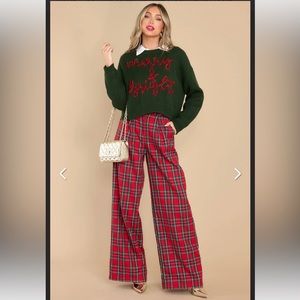 🆕Red Dress Boutique: Coming Together Red Multi Plaid Pants 🆕